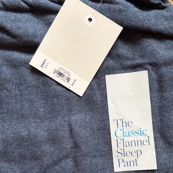 Men's Blue Classic Flannel Drawstring Sleep Pants - Picture 2 of 4